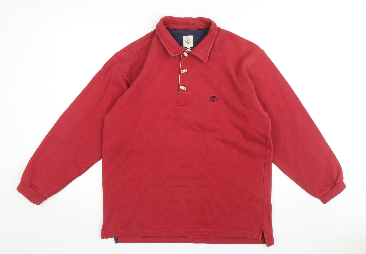 Fat Face Men's Red Collared Sweatshirt M Logo Button