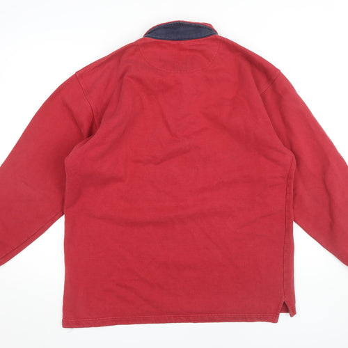 Fat Face Men's Red Collared Sweatshirt M Logo Button