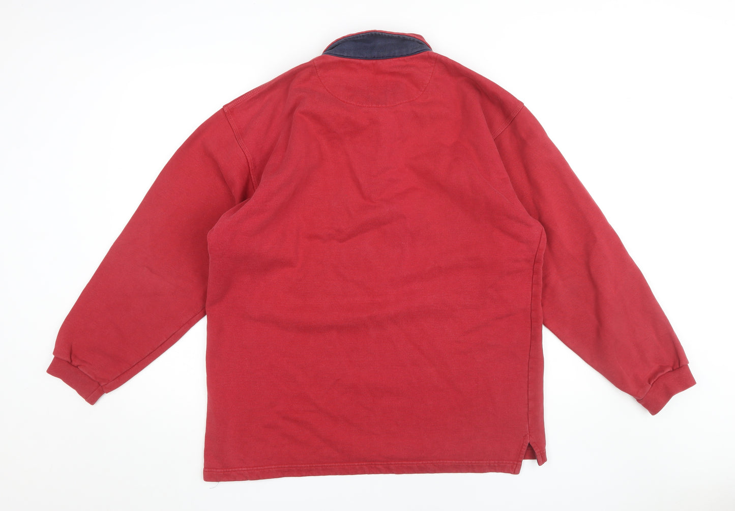 Fat Face Men's Red Collared Sweatshirt M Logo Button