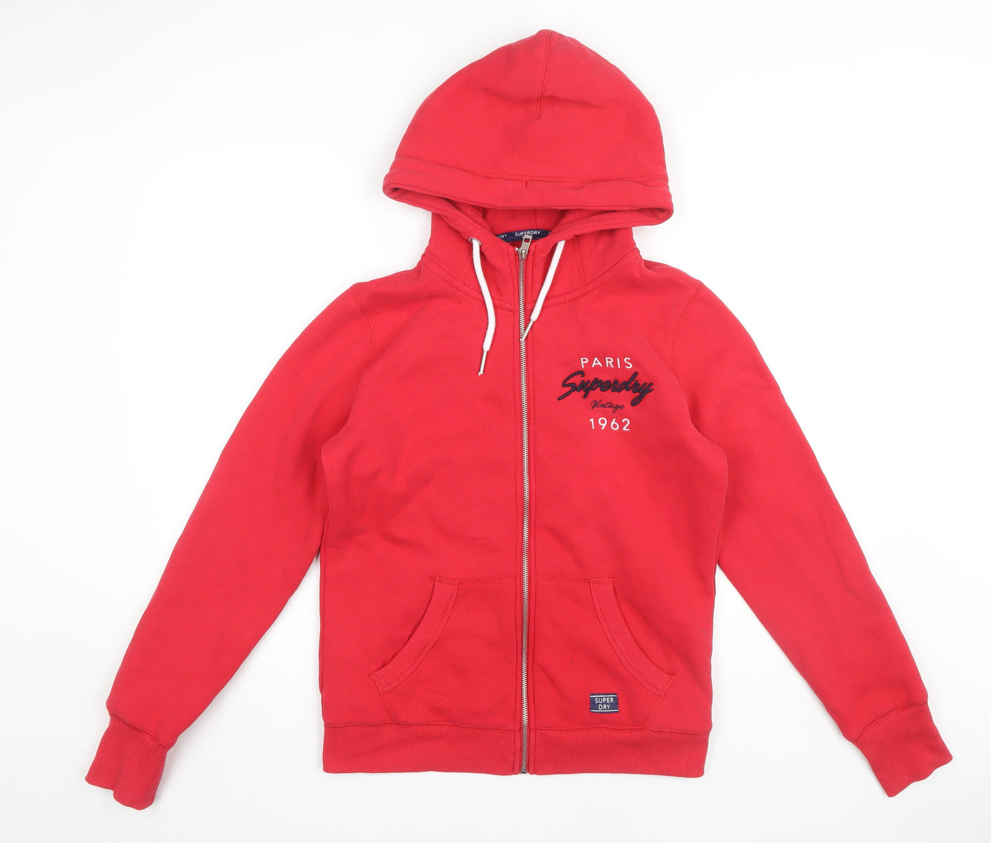 Superdry Women's Red Hoodie Size 12 Full Zip Casual