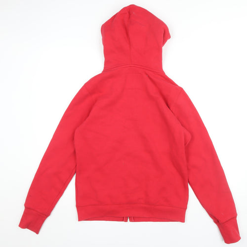 Superdry Women's Red Hoodie Size 12 Full Zip Casual
