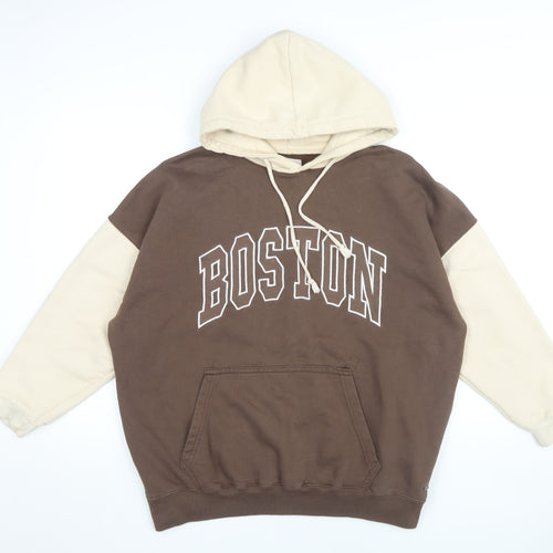 Pull&Bear Teens Brown Pullover Hoodie, Size S, Casual Style