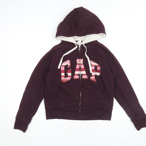 Gap Women's Red Hoodie S Petite Zip Logo Casual