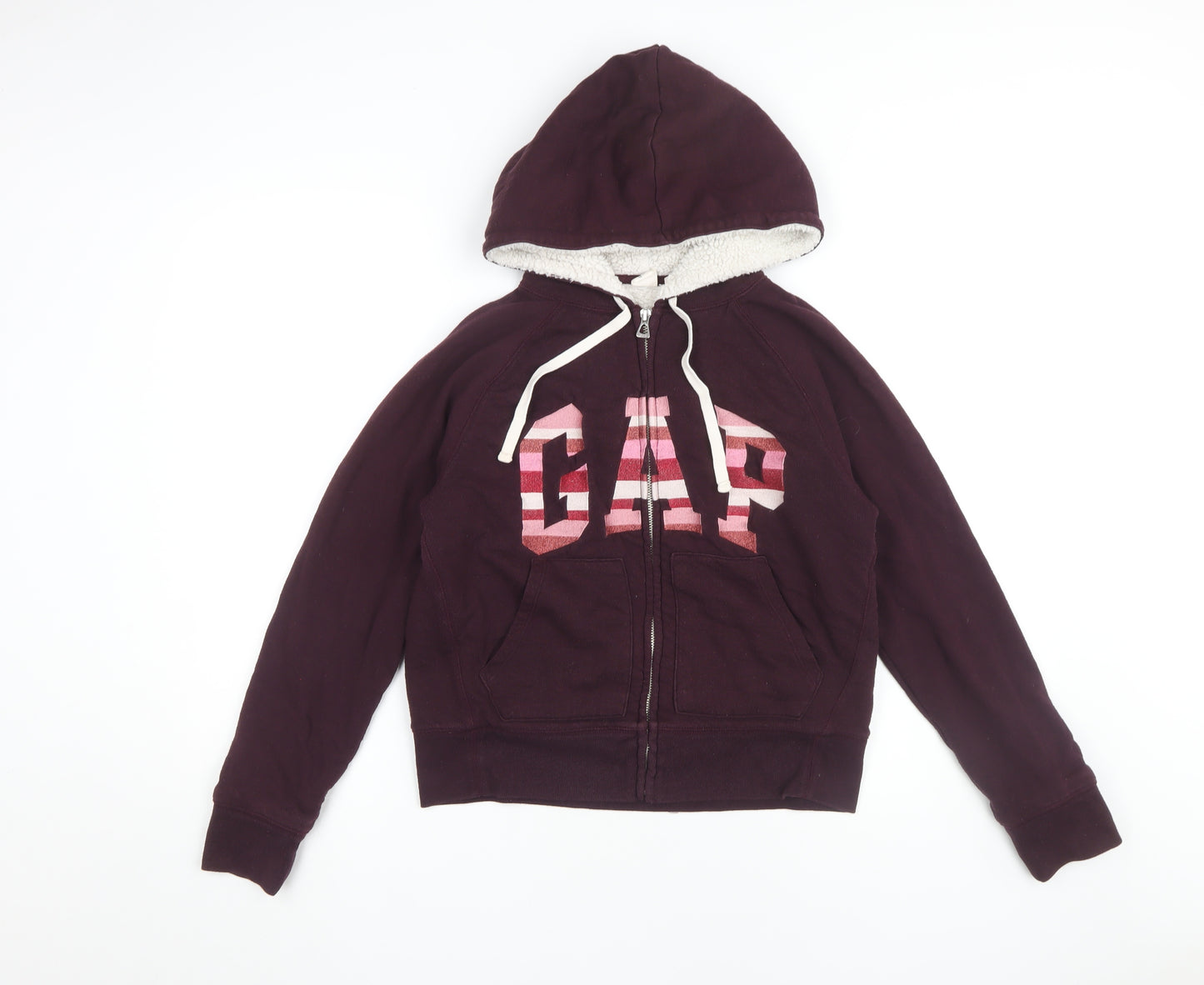 Gap Women's Red Hoodie S Petite Zip Logo Casual