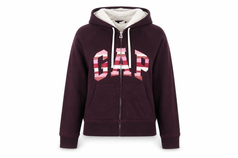 Gap Women's Red Hoodie S Petite Zip Logo Casual