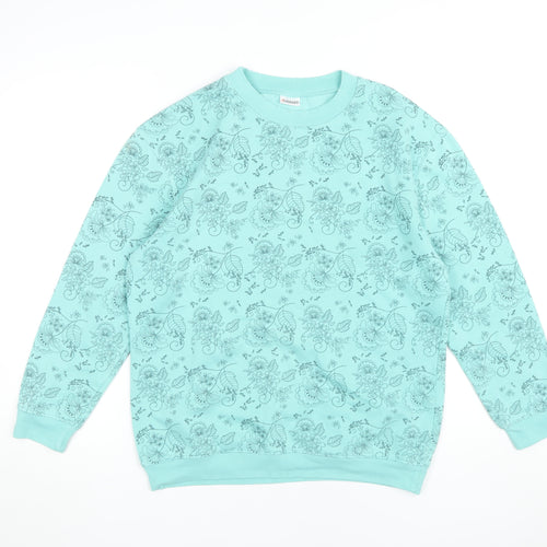 Damart Women's Blue Floral Long Sleeve Sweatshirt - L