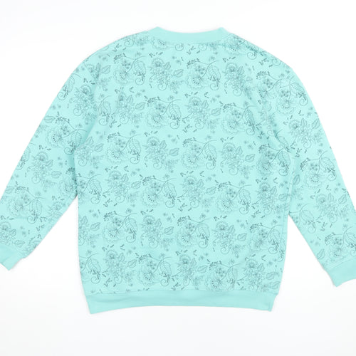 Damart Women's Blue Floral Long Sleeve Sweatshirt - L