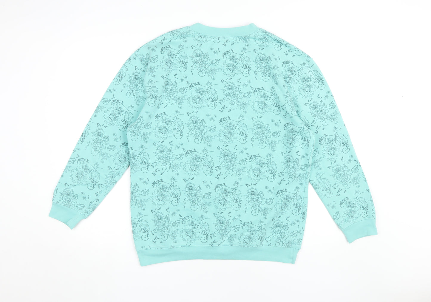 Damart Women's Blue Floral Long Sleeve Sweatshirt - L