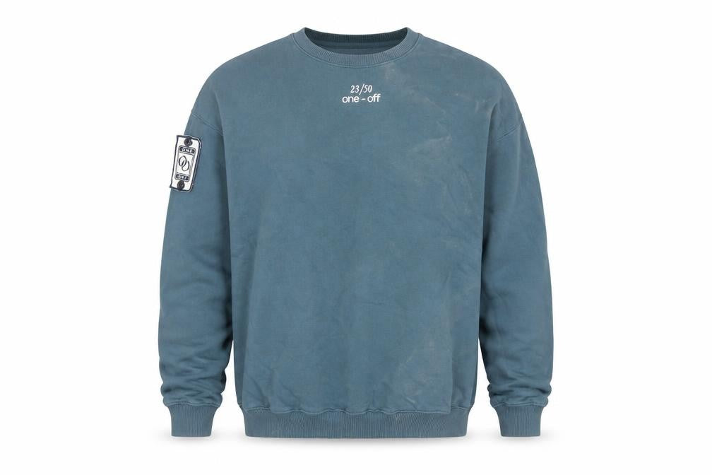 Front view of One - Off Men's Blue Sweatshirt M Pullover Long Sleeve
