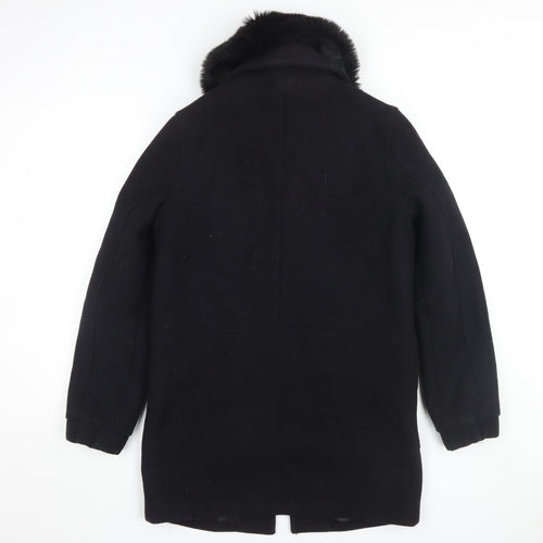 Topshop Women's Black Wool Overcoat Size 10