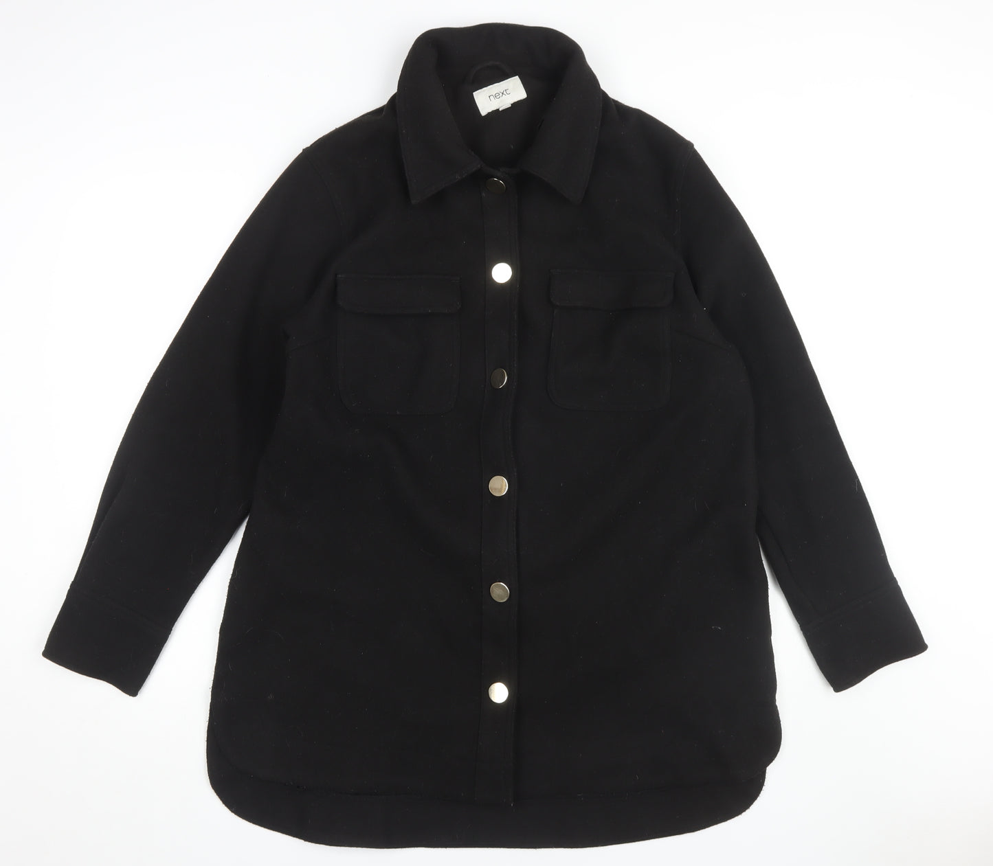 Next Women's Black Long Jacket, Size 16, Buttoned Casual Coat