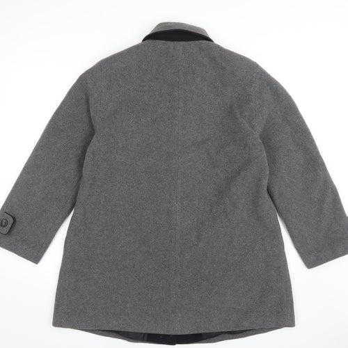 BH Women’s Grey Wool Overcoat, Size 12, Classic Style