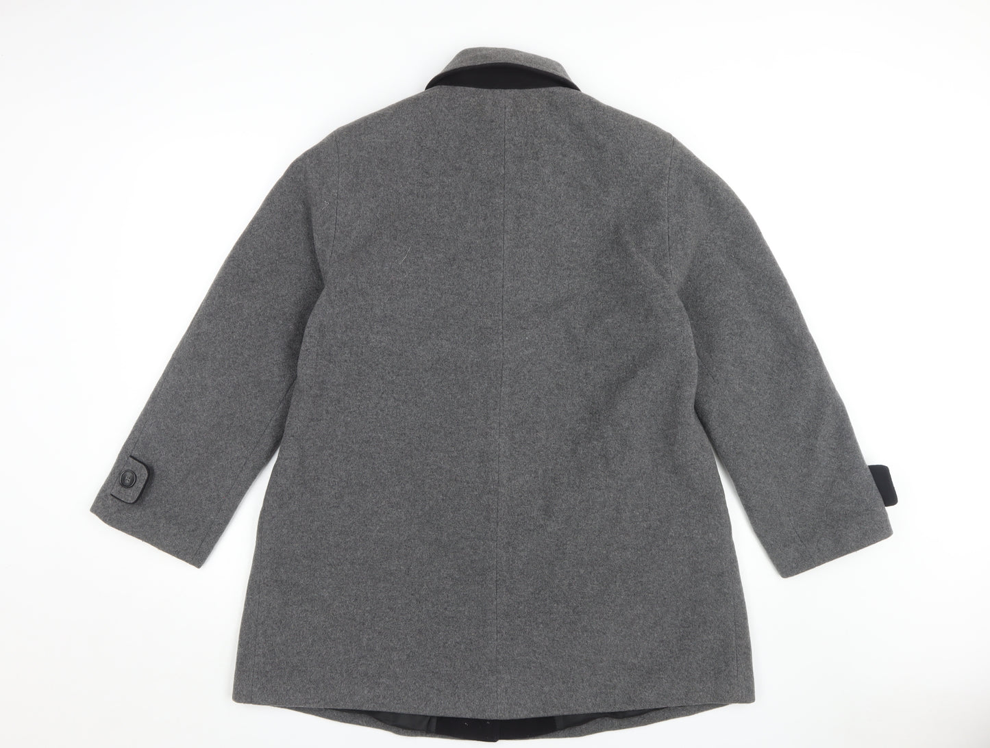 BH Women’s Grey Wool Overcoat, Size 12, Classic Style