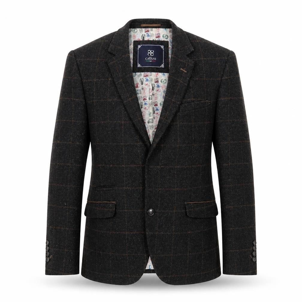 House of Cavani Men's Brown Check Blazer Size 40