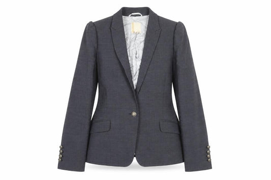 Front view of Next Women’s Grey Blazer Jacket, size UK 14, Business Style