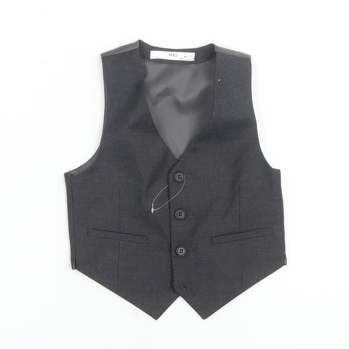 Marks and Spencer Boys Black Suit Waistcoat 2-3 Years