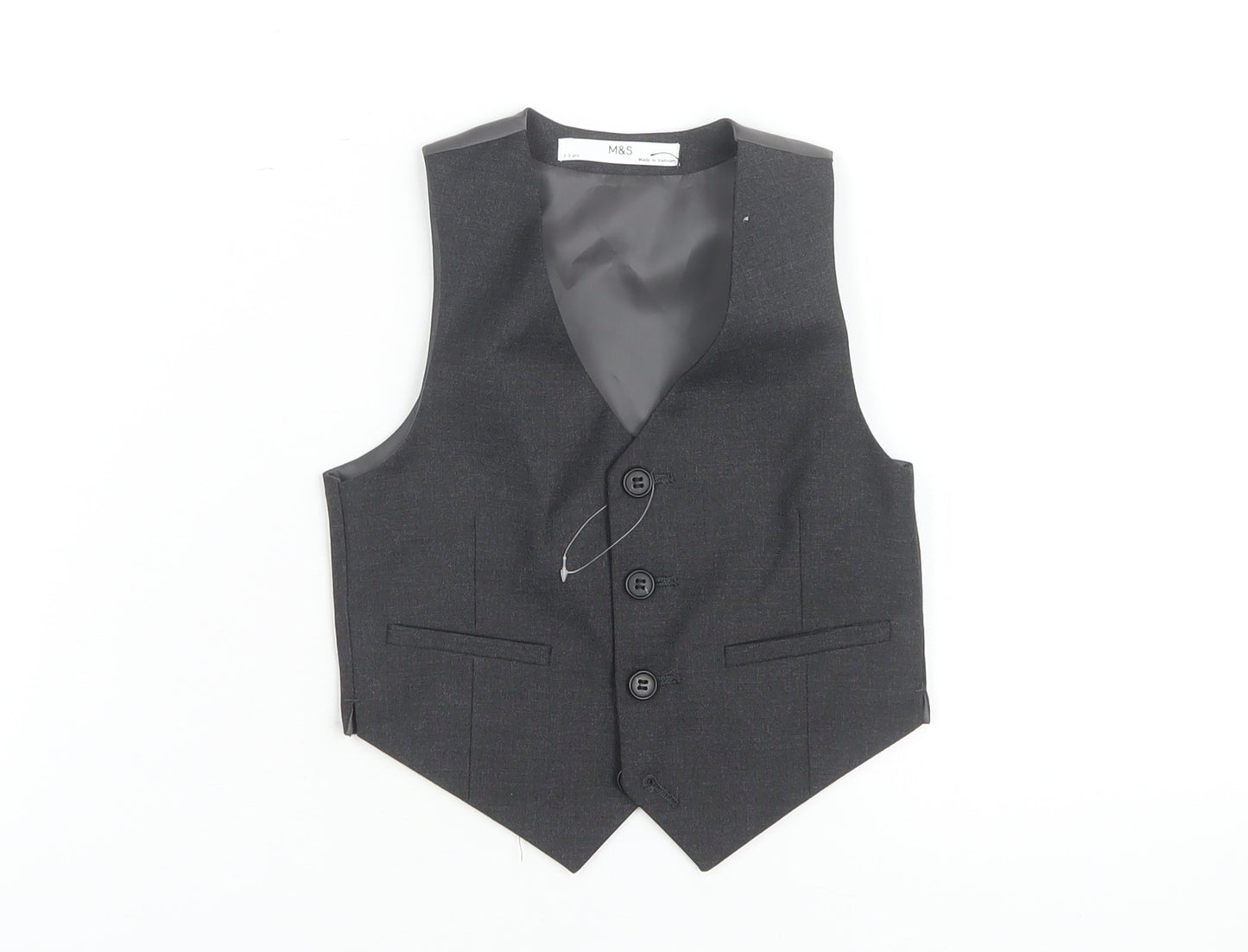 Marks and Spencer Boys Black Suit Waistcoat 2-3 Years