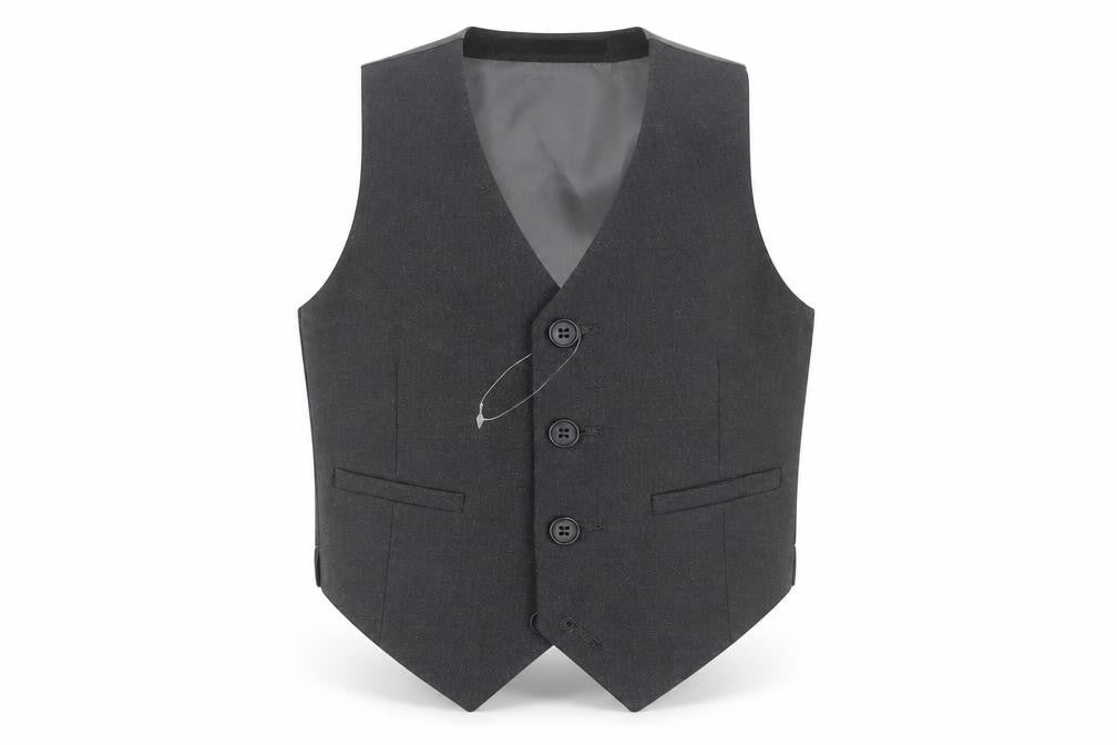 Front view of Marks & Spencer boys’ black suit waistcoat 2-3 years