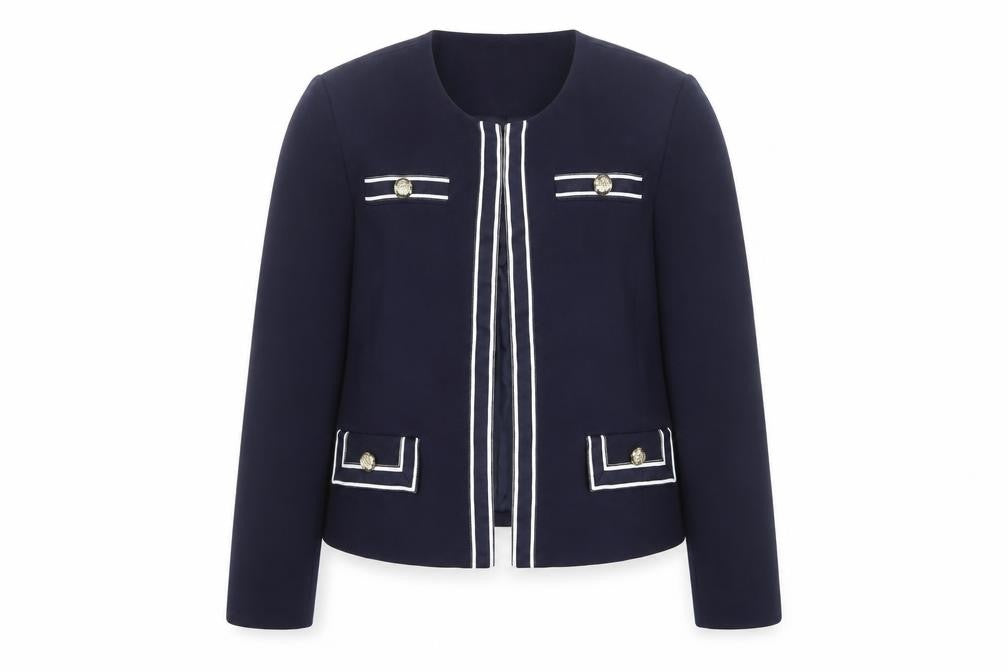 Front view of Dorothy Perkins Women's Blue Button Jacket, size 14