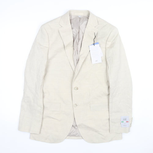 Marks and Spencer Men's Beige Blazer 38R - Classic Linen Blend