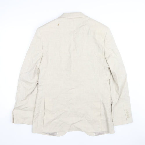 Marks and Spencer Men's Beige Blazer 38R - Classic Linen Blend