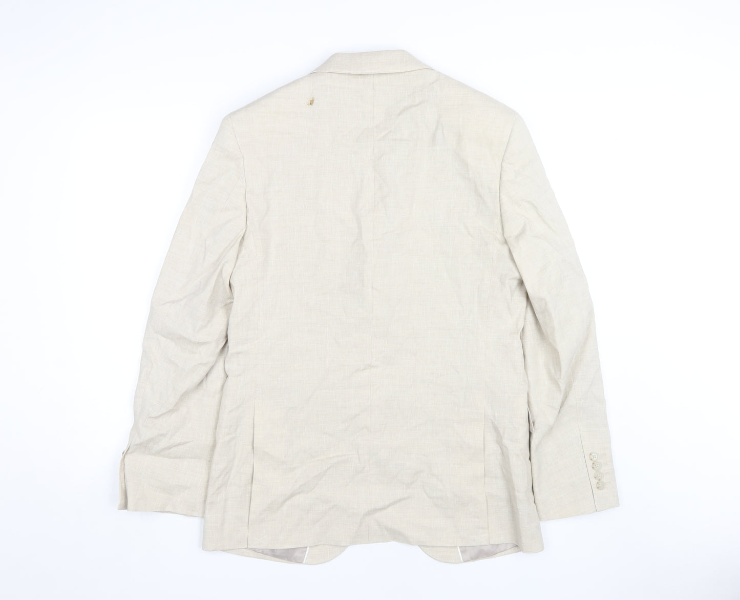 Marks and Spencer Men's Beige Blazer 38R - Classic Linen Blend