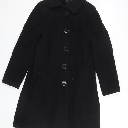 De La Crème Women's Black Wool Overcoat Size 12