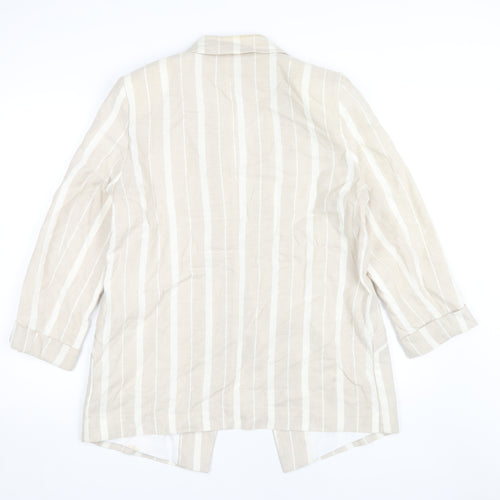 River Island Women's Beige Striped Blazer Size 14