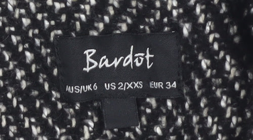 Bardot Women's Black Tweed Overcoat Size 2