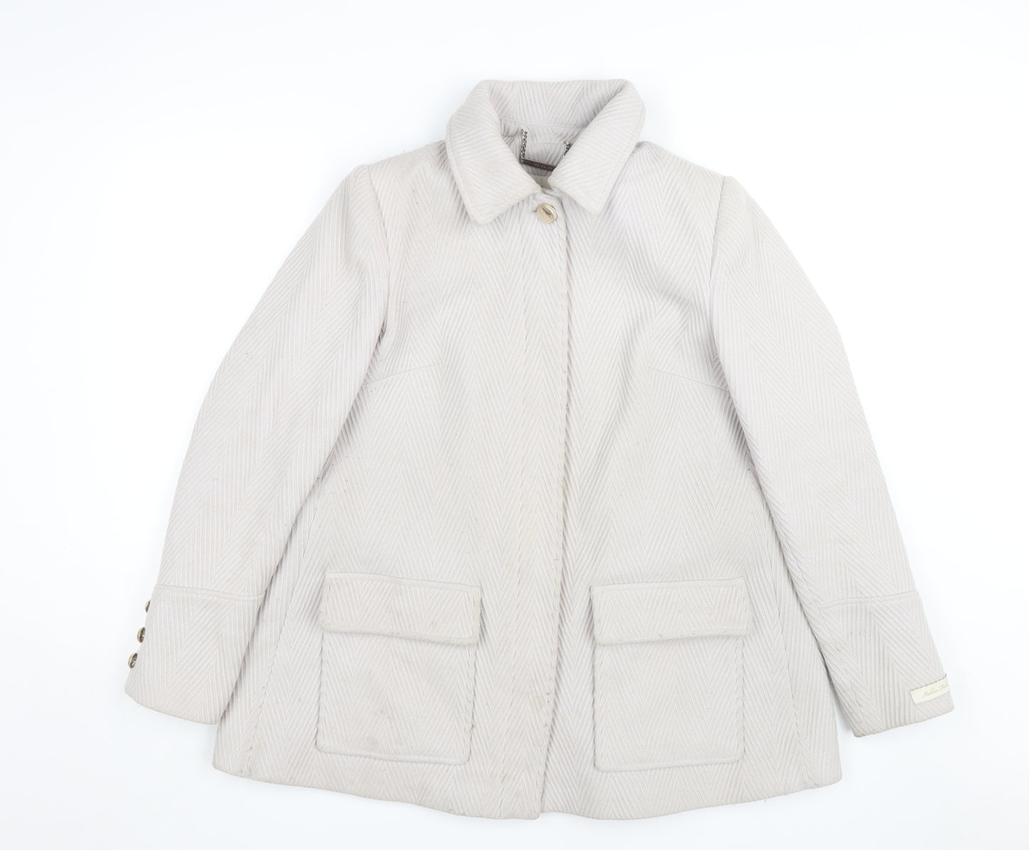 Ted Baker Women's Beige Classic Wool Overcoat Size 10