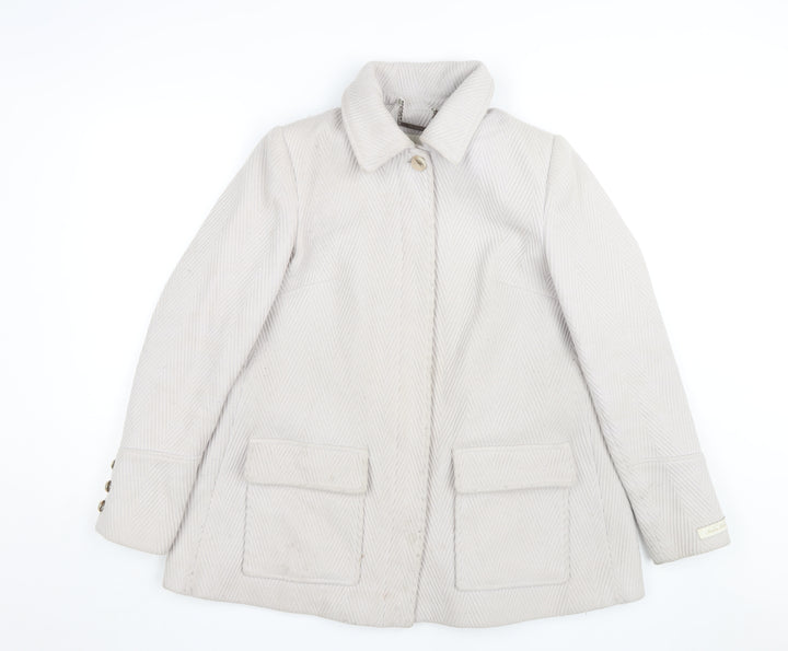 Ted Baker Women's Beige Classic Wool Overcoat Size 10