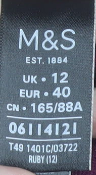 Marks and Spencer Women's Purple Mid-Length Coat Size 12
