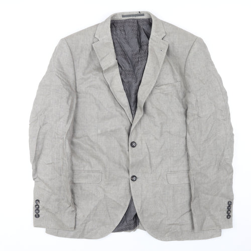 Next Men's Grey Linen Blazer, Size 42, Regular Length