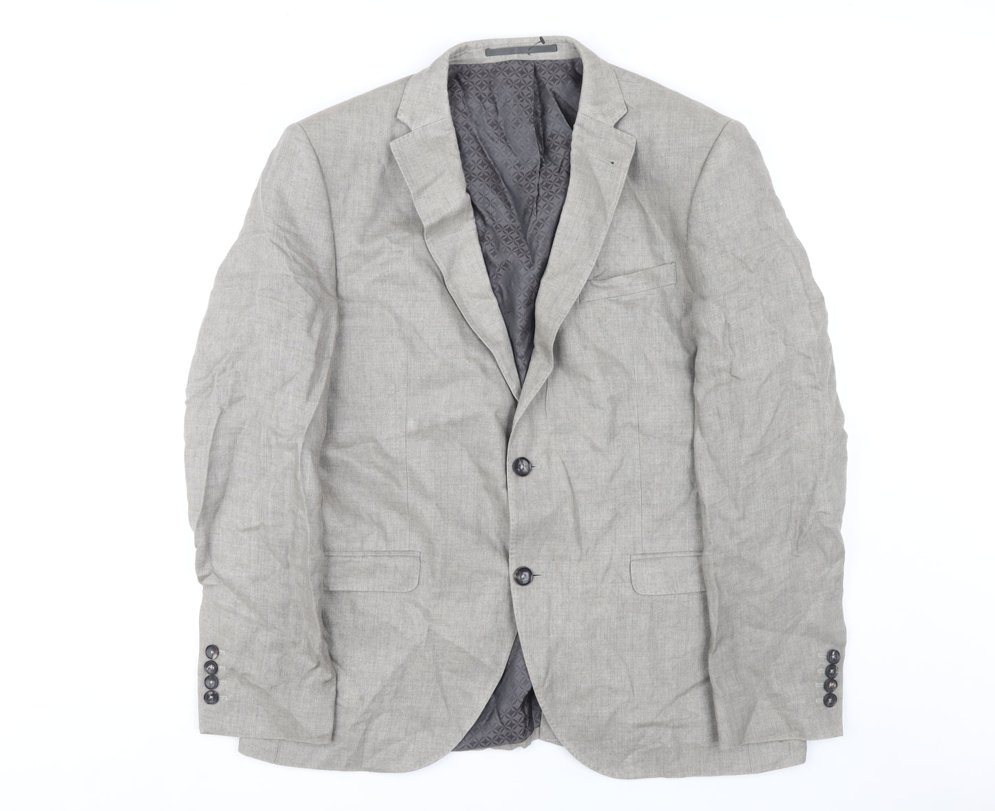 Next Men's Grey Linen Blazer, Size 42, Regular Length