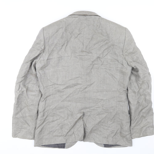 Next Men's Grey Linen Blazer, Size 42, Regular Length