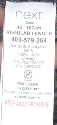 Next Men's Grey Linen Blazer, Size 42, Regular Length