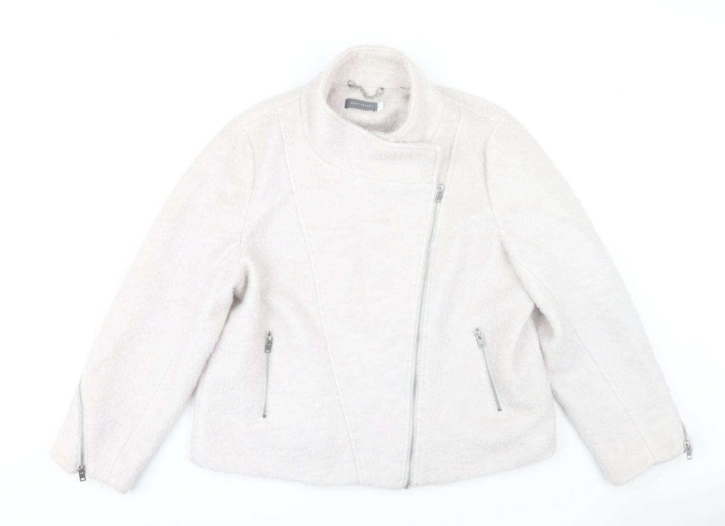 Mint Velvet Women's Ivory Biker Jacket Size 18