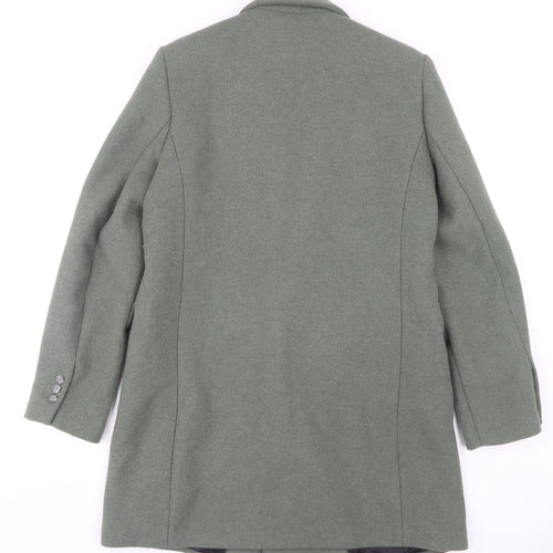 MNG Women's Green Overcoat - Size 12, Wool Blend
