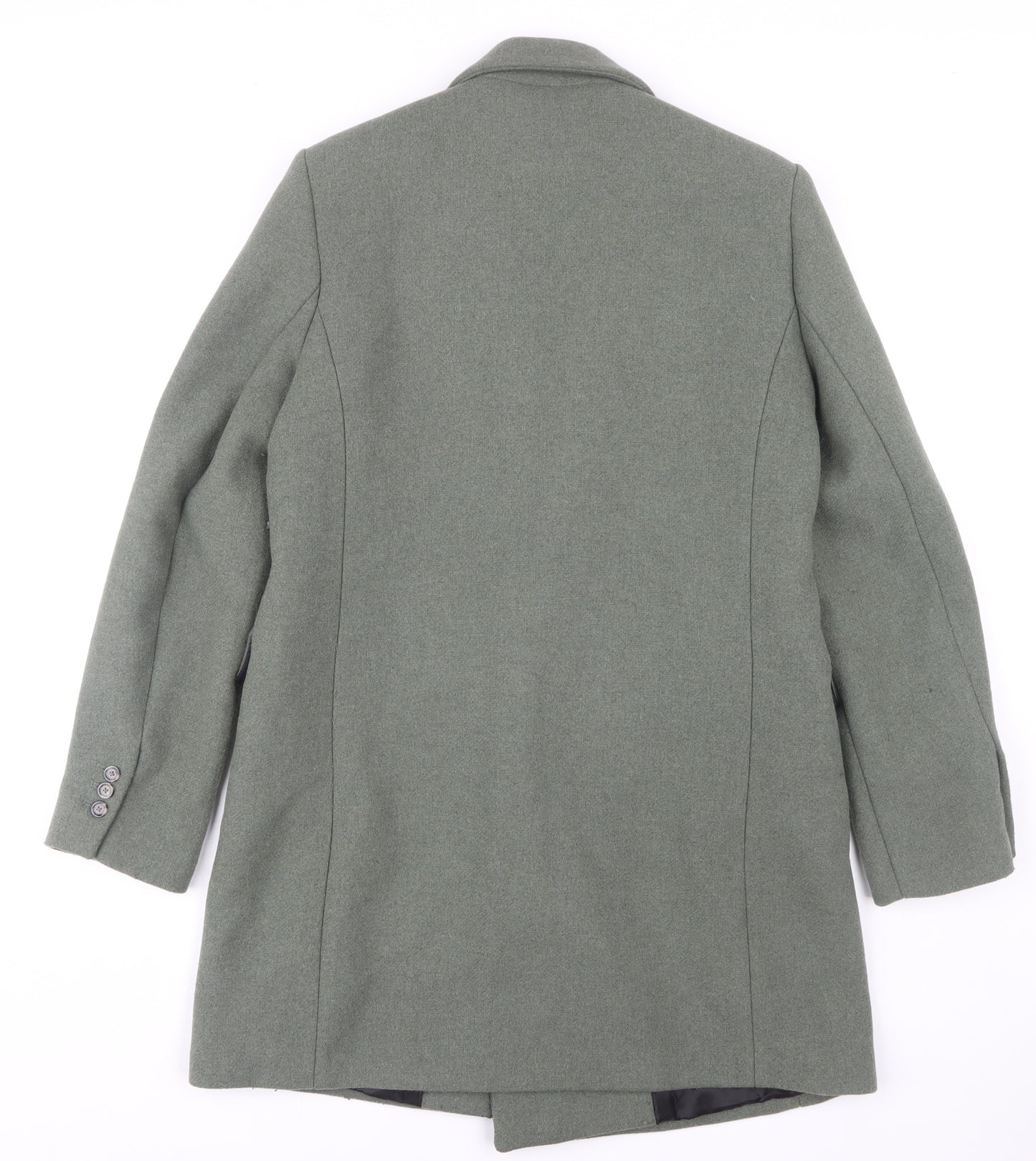 MNG Women's Green Overcoat - Size 12, Wool Blend