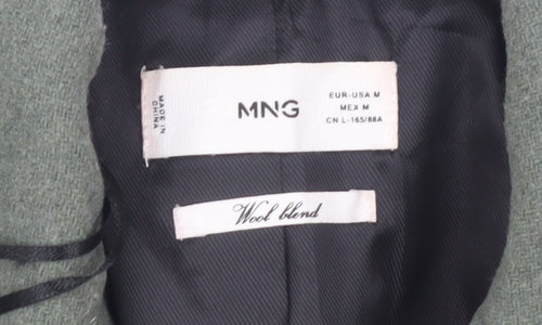 MNG Women's Green Overcoat - Size 12, Wool Blend