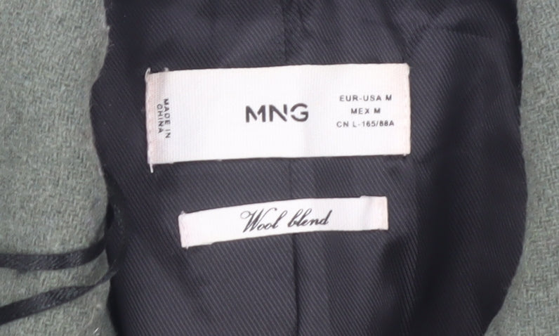 MNG Women's Green Overcoat - Size 12, Wool Blend