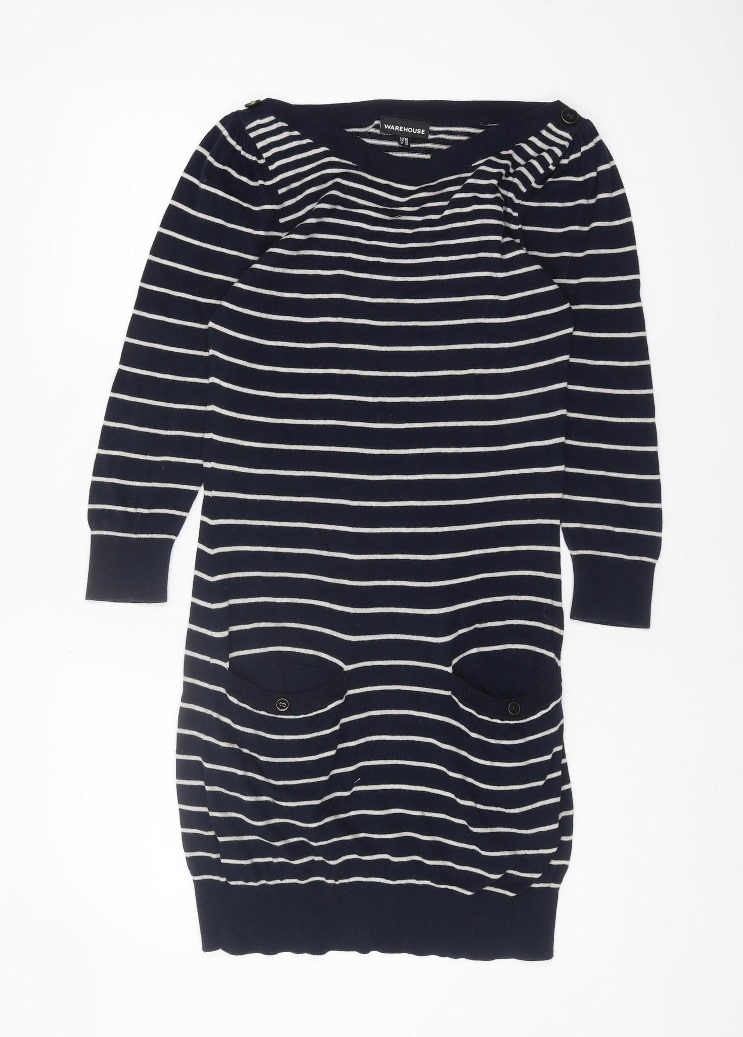 Warehouse Women's Black Striped Pullover Jumper Size 10