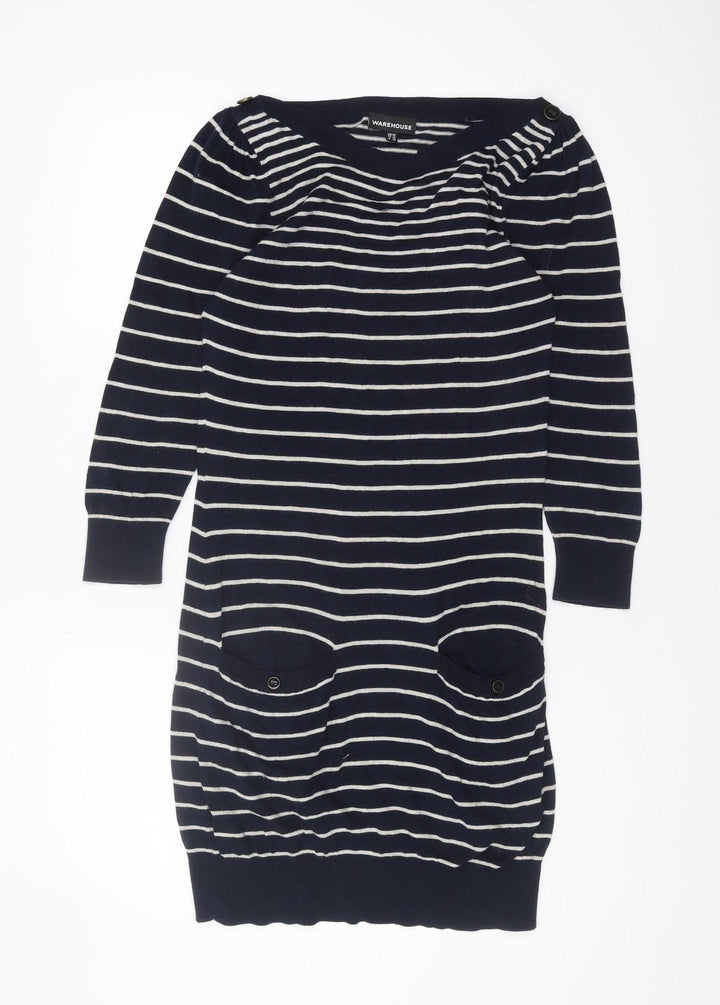 Warehouse Women's Black Striped Pullover Jumper Size 10