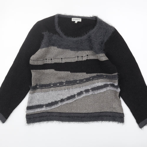 Chianti Women's Black Grey Pullover Jumper Size L