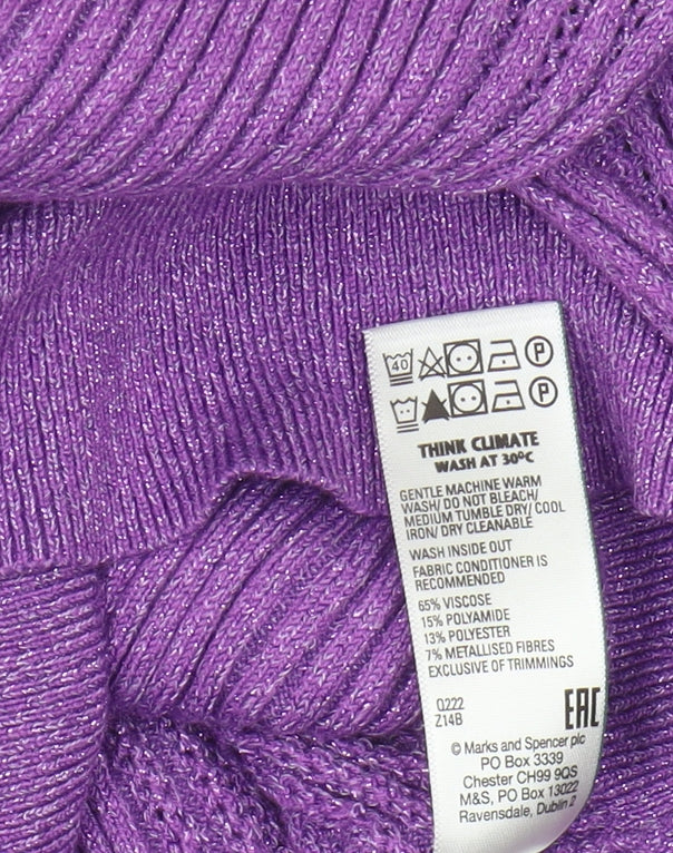 Marks and Spencer Women's Purple Collared Pullover Jumper Size 12