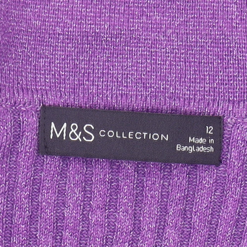 Marks and Spencer Women's Purple Collared Pullover Jumper Size 12