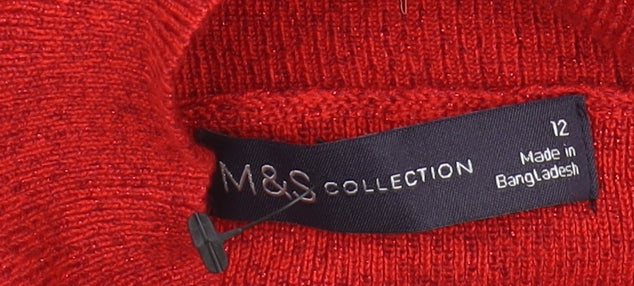 Marks and Spencer Women's Red Pullover Jumper High Neck