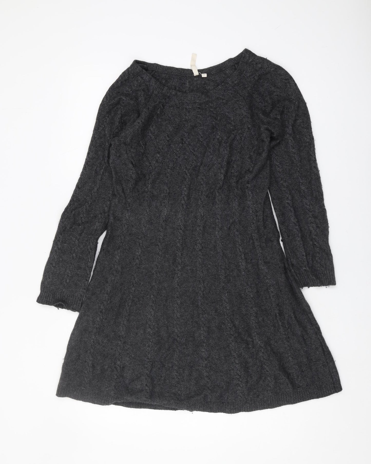 Women's Black Cable-Knit Boat Neck Pullover, Size 12