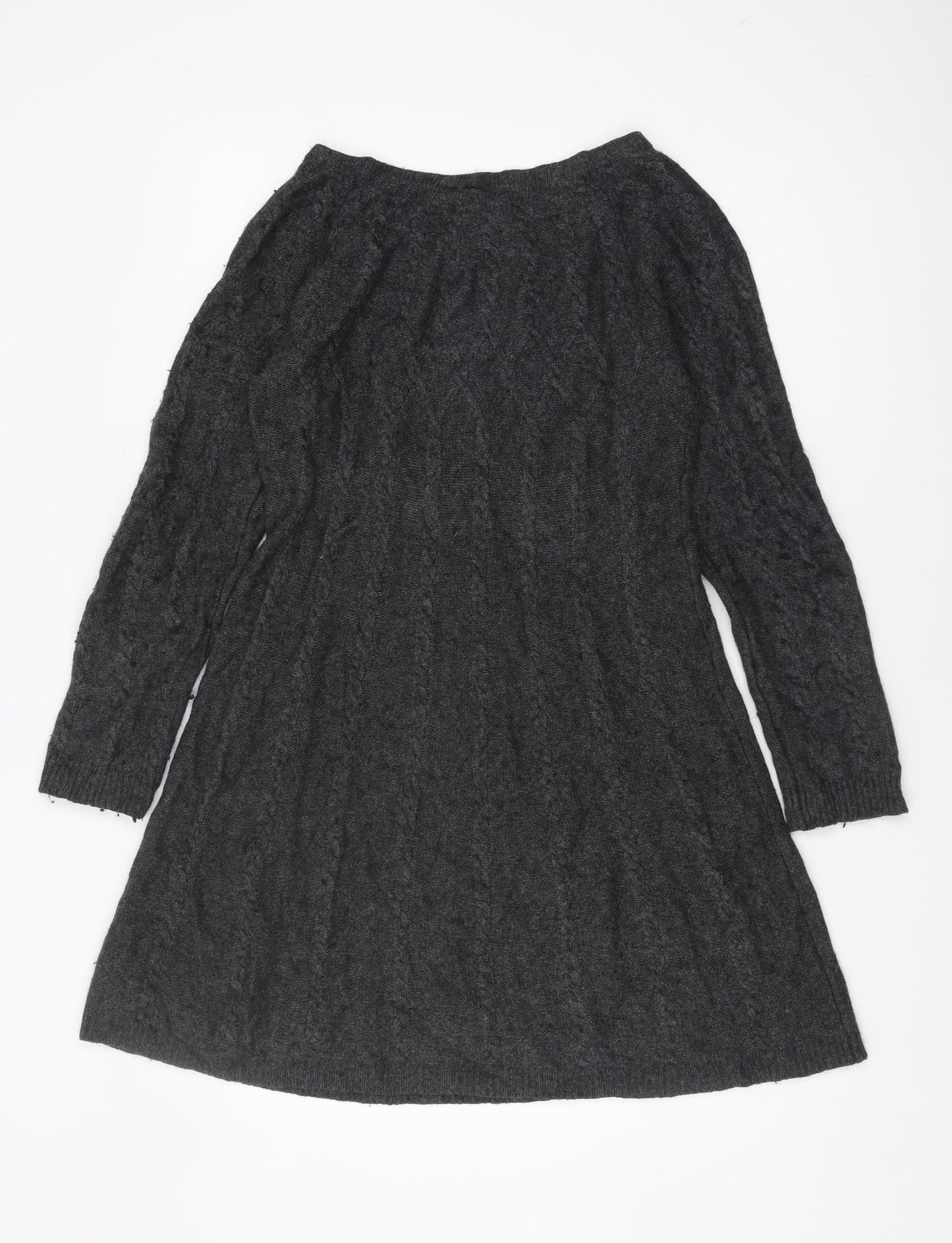 Women's Black Cable-Knit Boat Neck Pullover, Size 12