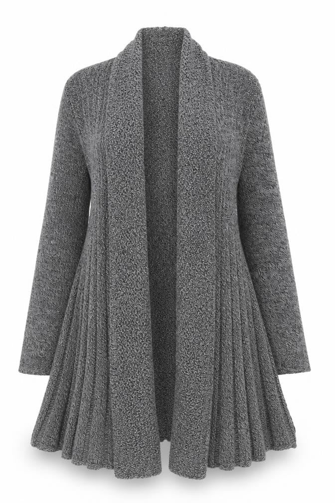 Front view of Kurt Muller Women's Grey Cardigan M Collared Style
